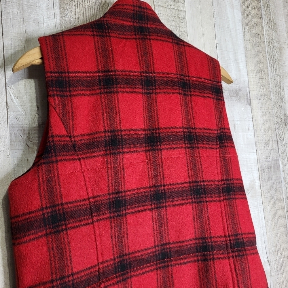 J.Jill Red Plaid Sleeveless Jacket/Vest Size XS. Wool Blend - Picture 7 of 11